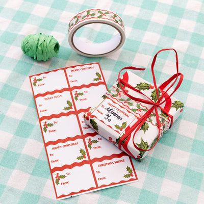 Botanical Holly Recycled Wrapping Paper - 3m