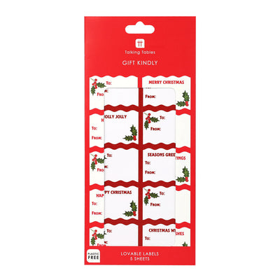 Botanical Holly Christmas Stickers - 5 Sheets - 50 Stickers