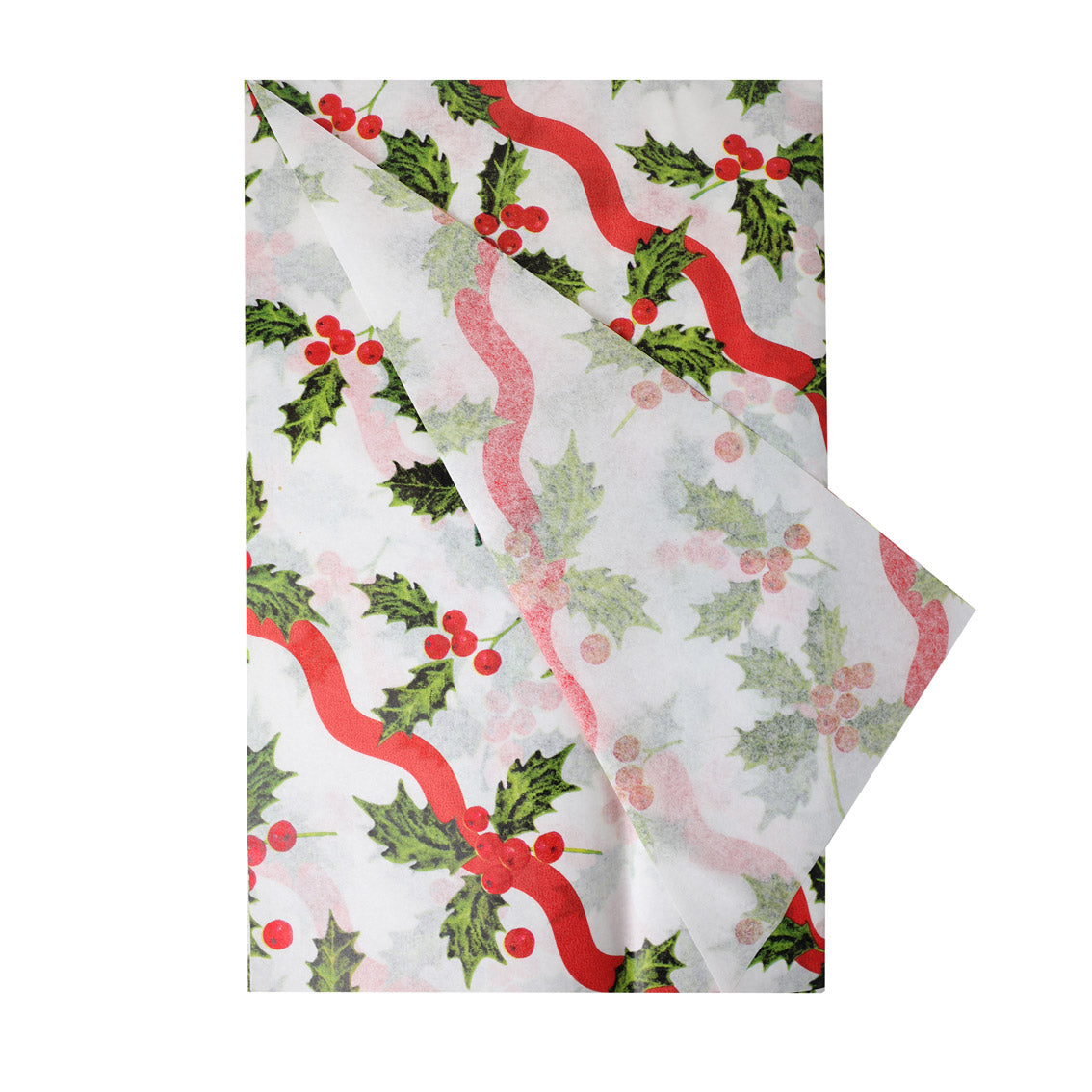 Holly White Christmas Tissue Paper - 4 Sheets