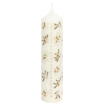 Botanical Mistletoe Christmas Pillar Advent Candles