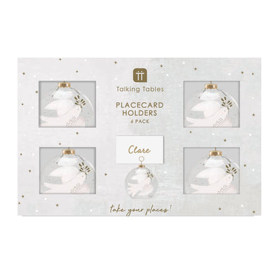 Mistletoe Glass Bauble Place Card Holders - 6 Pack