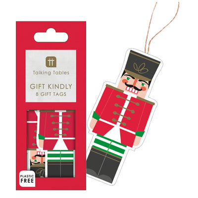 Nutcracker Red Christmas Gift Tags - 8 Pack