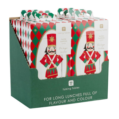 Nutcracker Long Lunch Paper Napkins - 8 Pack Display | Christmas Decor |