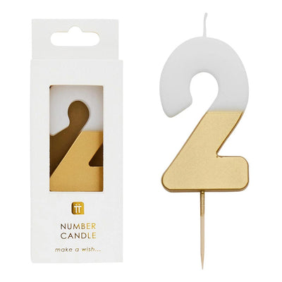 White & Gold Number Candle - 2