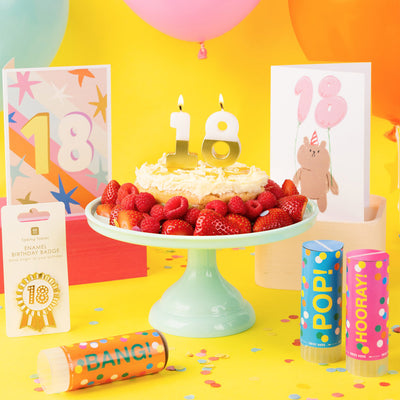 White & Gold Milestone Birthday Number Candle - 18