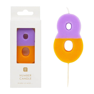Orange and Purple Number Candle - 8
