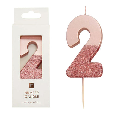 Rose Gold Glitter Number Candle - 2