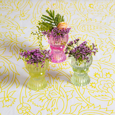 Yellow Glass Dinner Candle & Tealight Holder | Summer Gifts |
