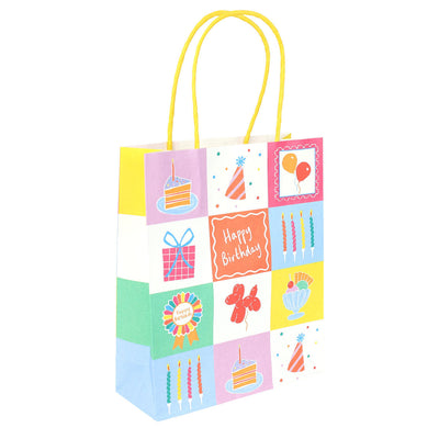Happy Birthday Icons Gift Bags - 8 Pack