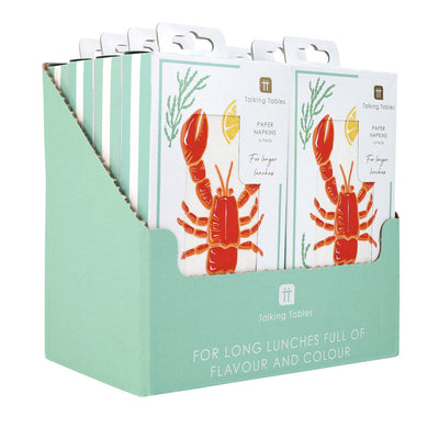 Lobster Long Lunch Paper Napkins - 16 Pack | Summer Napkins |