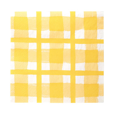 Bon Appetit Yellow & White Check Napkins - 20 Pack