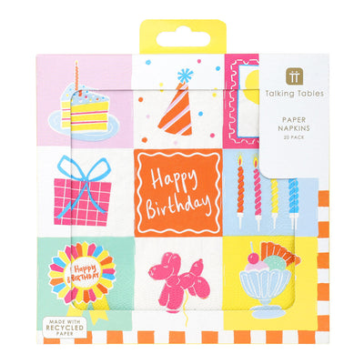 Bon Happy Birthday Icons Paper Napkins - 20 Pack