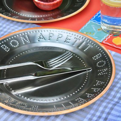 Bon Appetit Orange Stainless Steel Reusable Plate - 25cm