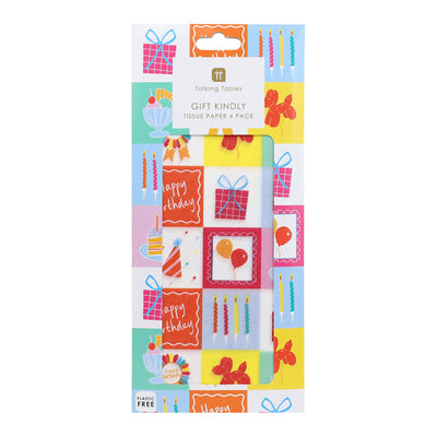 Birthday Icons Tissue Paper - 4 Sheets | Birthday Decor |