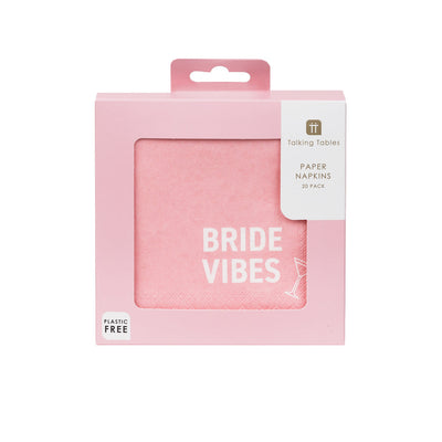 Pink Bride Paper Cocktail Napkins - 20 Pack | Hen Party Supplies |