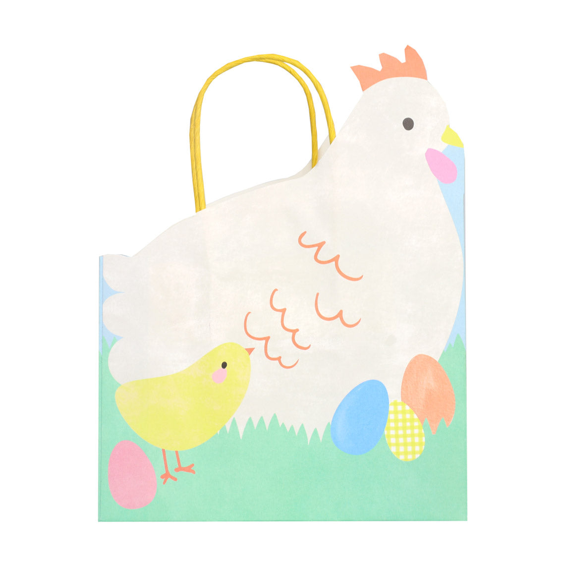 Spring Bunny Hen Shaped Paper Gift Bags - 6 Pack