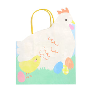 Spring Bunny Hen Shaped Paper Gift Bags - 6 Pack