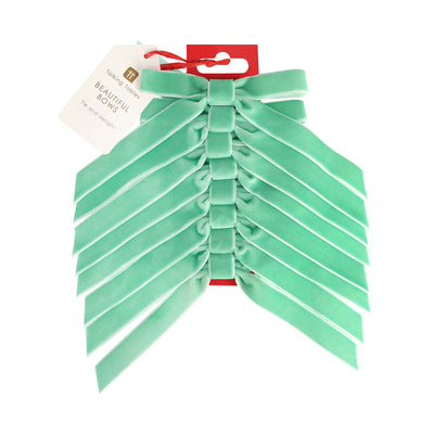 Candy Christmas Green Velvet Bows - 8 Pack