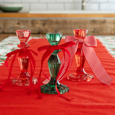 Candy Christmas Red & White Stripe Velvet Bow