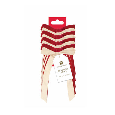 Red & Cream Velvet Bows - 8 Pack | Everyday Decor |