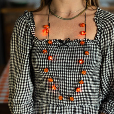 Pumpkin LED Necklace - 12 Unit Display | Halloween Decor |