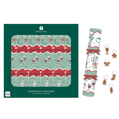 Bon Noel Green Christmas Crackers - 6 Pack