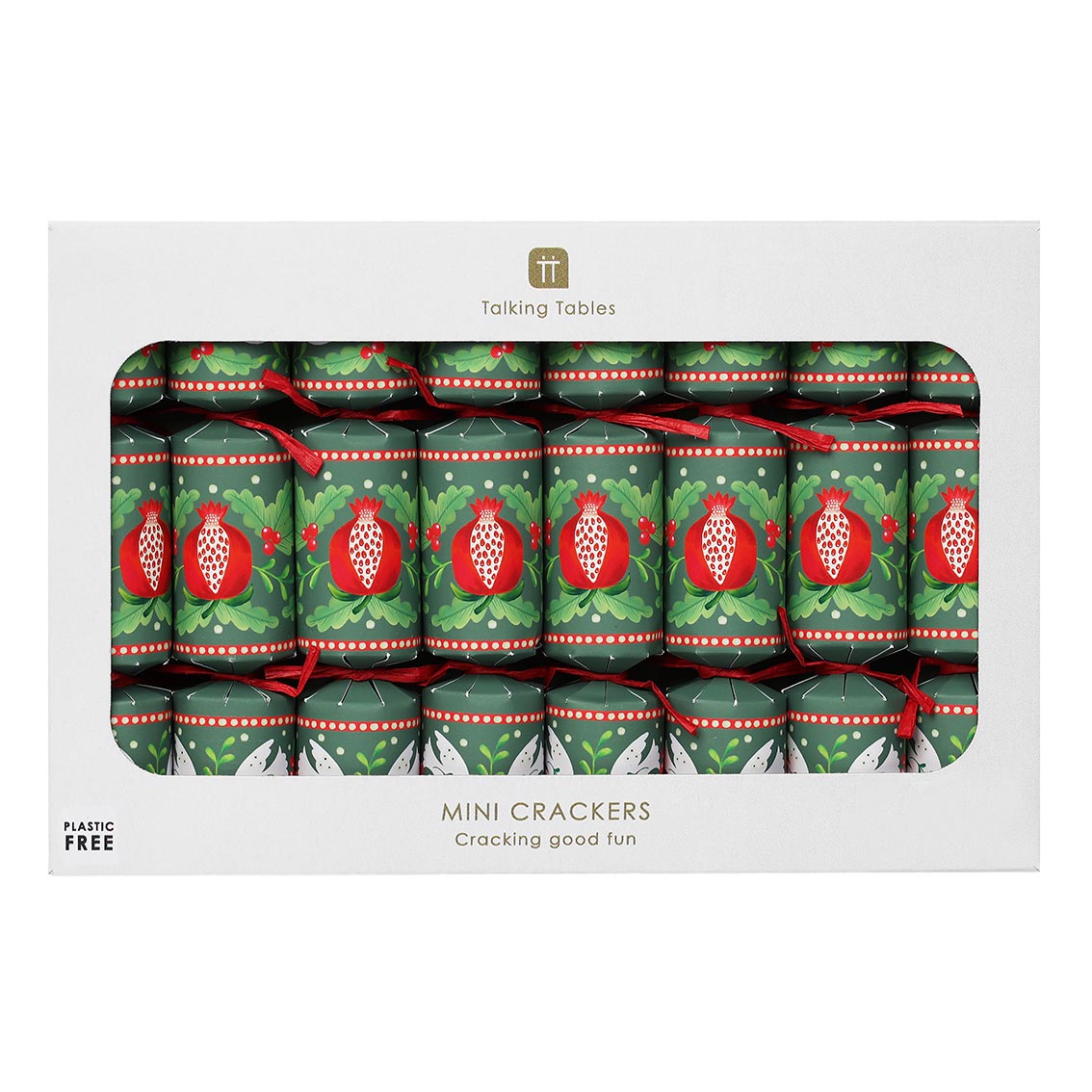 Folklore Green Mini Christmas Crackers - 8 Pack