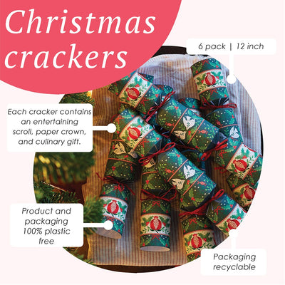 Two Design Folk Christmas Crackers - 6 Pack | Christmas Decor |