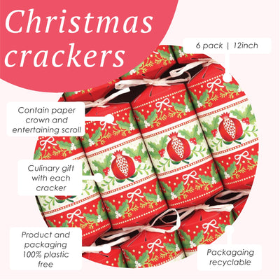 Folklore Red Christmas Crackers - 6 Pack