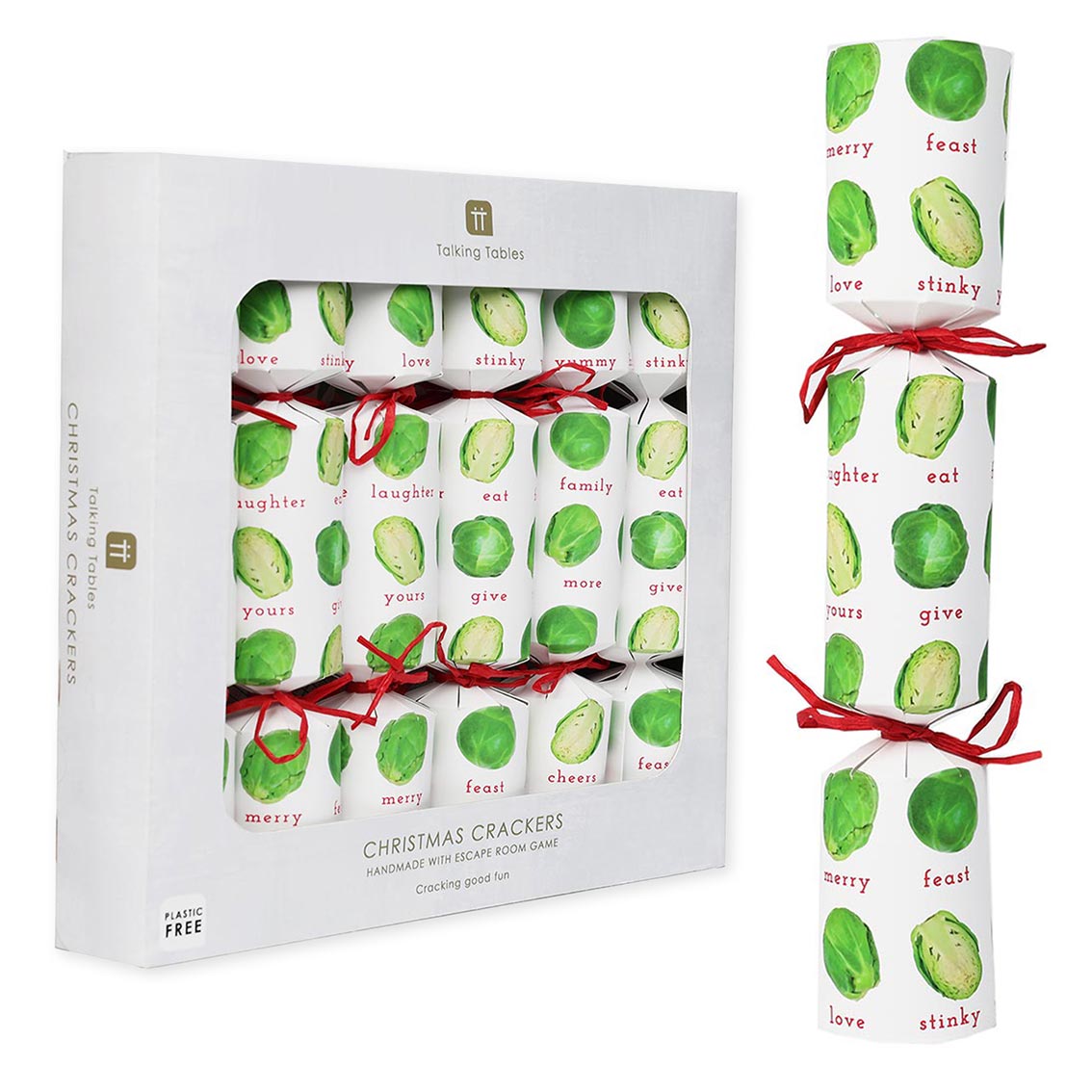 Botanical Sprout White Christmas Crackers - 6 Pack