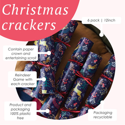 Twilight Blue Christmas Crackers - 6 Pack