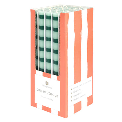 Green Stripe Taper Dinner Candles - POS Unit