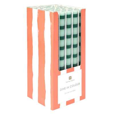 Green Stripe Taper Dinner Candles - POS Unit