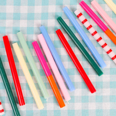 Red & White Stripe Taper Dinner Candles - POS Unit