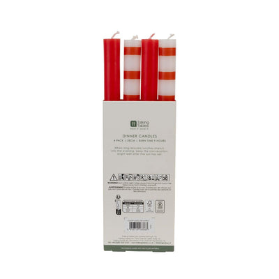 Mixed Red Straight Dinner Candles - 4 Pack | Valentines Decor |