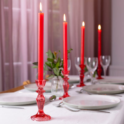 Cherry Red Dinner Candles - Display | Summer Home Decor |