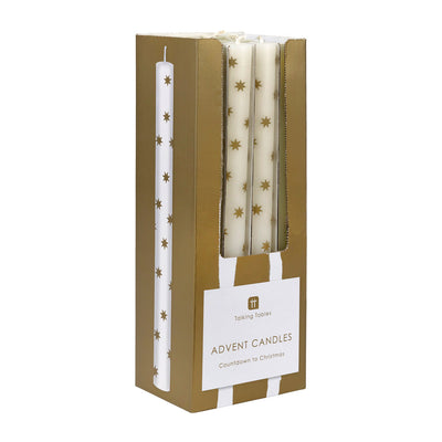 Gold Star Straight Dinner Candles - Display | Christmas |