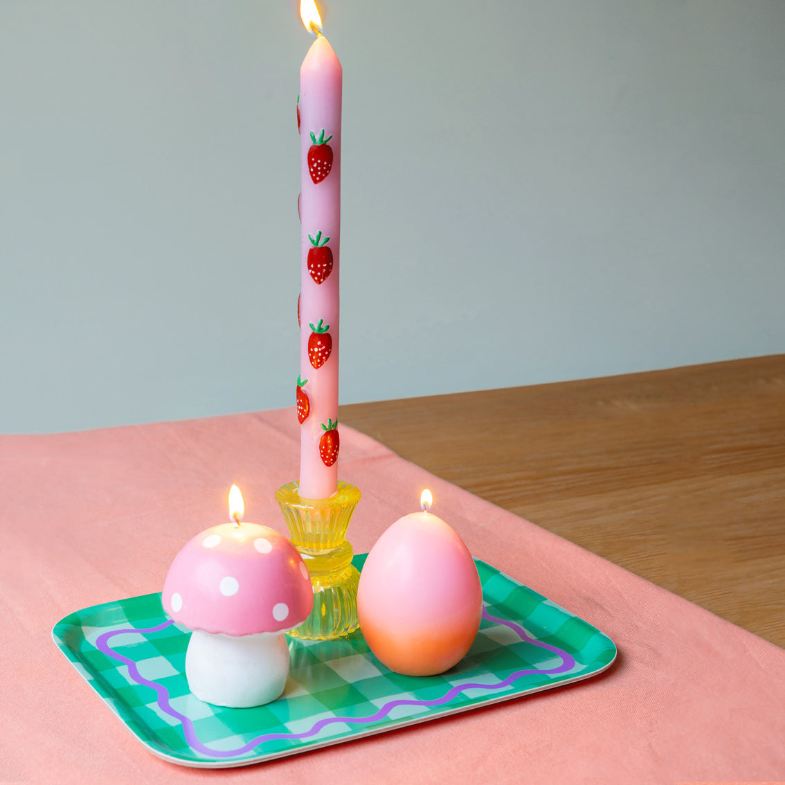 Egg Shaped Pink & Orange Candle