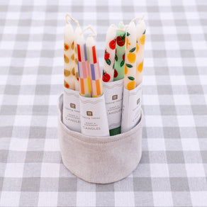 Multi Coloured Check Taper Dinner Candles - 2 Pack