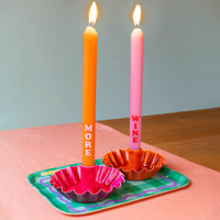 Scalloped Orange Metal Dinner Candle Holder