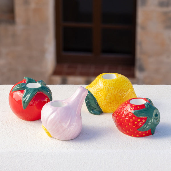 Hand-Painted Lemon Ceramic Candle Holder - 6cm | Summer Homeware ...