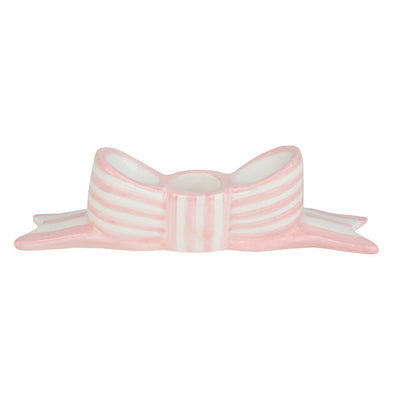 Hand-Painted Pink Bow Ceramic Candle Holder | Wedding Decor |