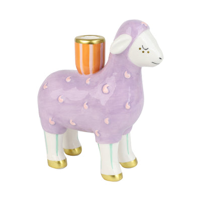Hand-Painted Lamb Ceramic Candle Holder | Easter Decor |