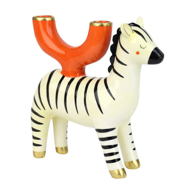 Hand-Painted Zebra Ceramic Candle Holder | Home Decor |