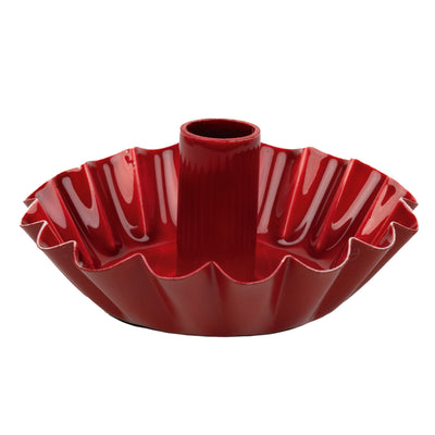 Scalloped Red Metal Dinner Candle Holder