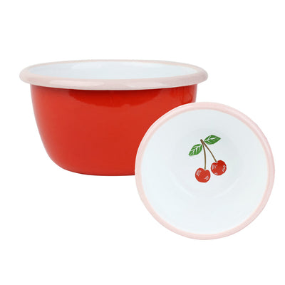 Cherry Red Enamel Bowl - 10cm | Summer Decor |