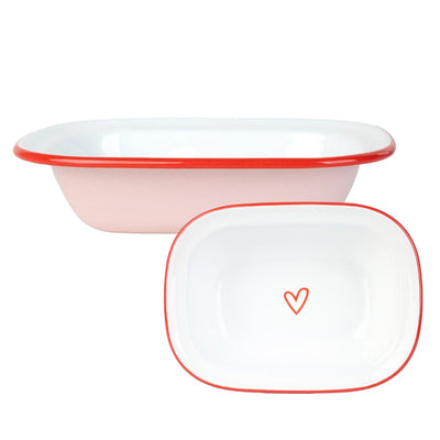 Heart Pink Oven Enamel Dish - 20cm | Home Decor Gifts |