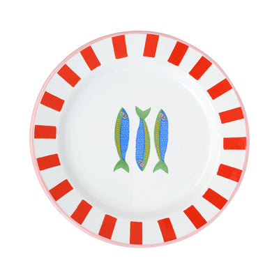 Sardine Fish Enamel Plate - 20cm | Summer Dinner Plates |