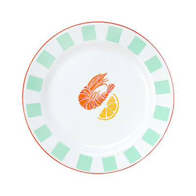Shrimp Enamel Plate - 20cm | Summer Dinner Plates |