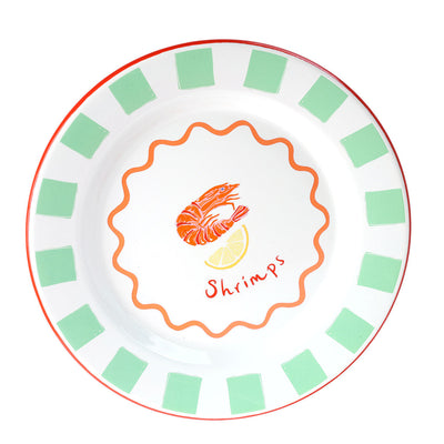 Shrimp Enamel Plate - 25cm | Summer Dinner Plates |